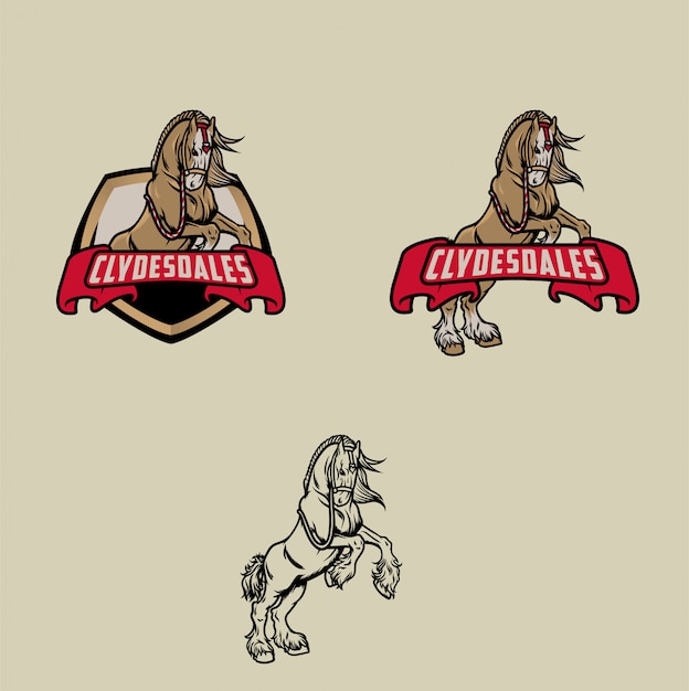 Clydesdale horse logo set