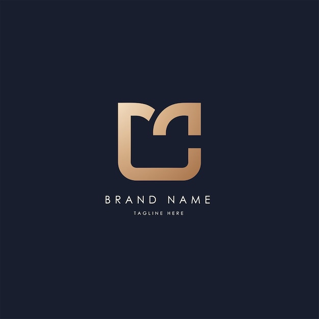 CM Concepto creativo diseño de logotipo vectorial imagen vectorial diseño elegante color de lujo color dorado espalda oscura