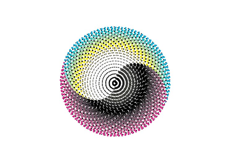 Vector cmyk efecto de círculo logotipo de círculo círculos fondo de remolino círculo de semitono degradado radial redondo