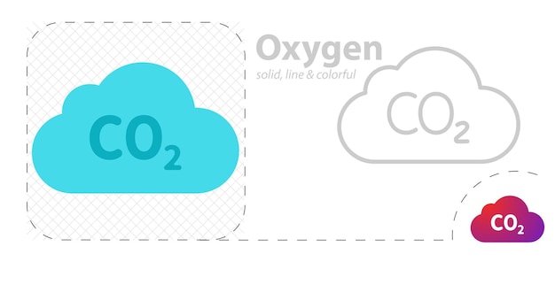 CO2 aislado ilustración plana icono de línea de fórmula de dióxido de carbono