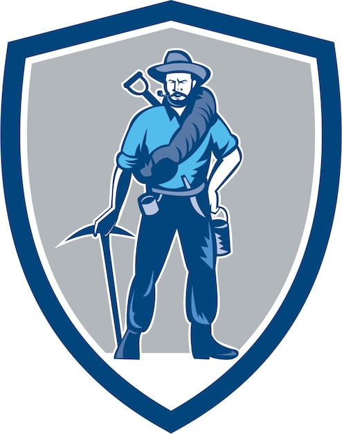 Coal Miner Pick Axe Frontpack Shield Retro