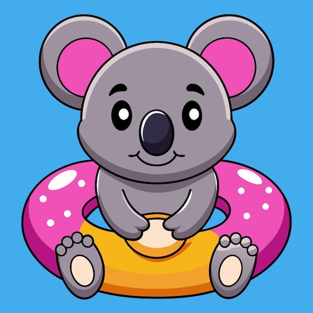 Coala lindo con una gran rosquilla icono vectorial de dibujos animados Ilustración icono de comida para animales concepto aislado estilo de dibujo animado plano vectorial premium