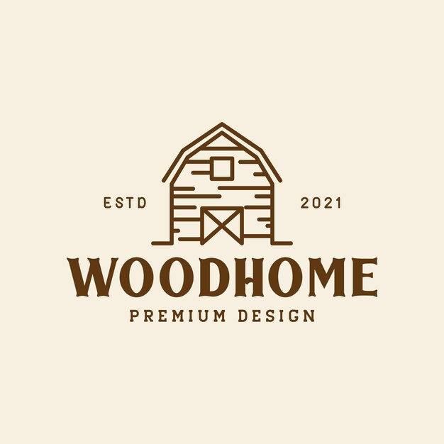 Cobertizo de madera casa vintage logo diseño vector gráfico símbolo icono signo ilustración idea creativa