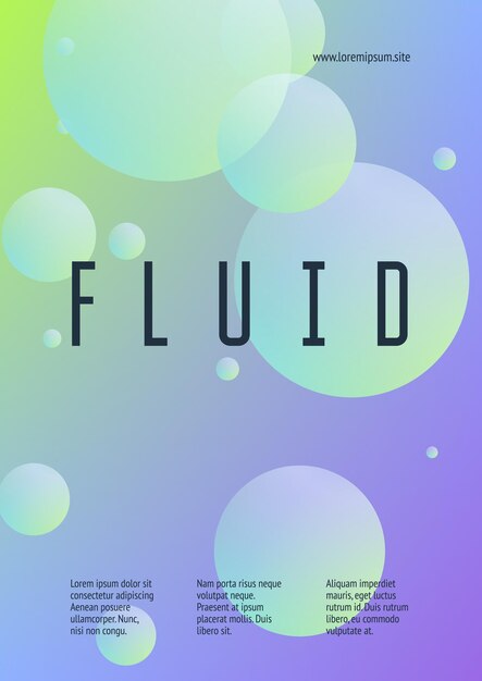 Cobertura holográfica con fluido radial. Forma geométrica sobre fondo degradado. Plantilla hipster moderna para carteles, presentaciones, pancartas, folletos, informes, folletos. Cubierta holográfica mínima, colores neón.