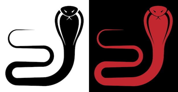 Cobra en postura de lucha con capucha abierta silueta emblema de serpiente agresiva Cobra agresiva