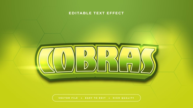 Cobras verdes y amarillas estilo de fuente de efecto de texto editable en 3D
