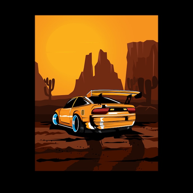coche amarillo en el desierto