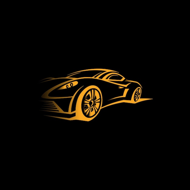 Coche amarillo silueta vector arte ilustración