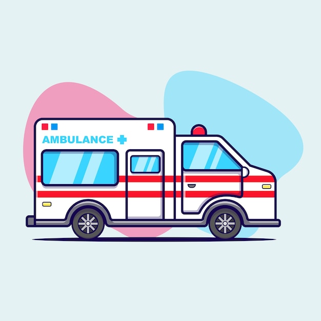 Coche de ambulancia para situación de emergencia, vector de vehículo, ilustración, aislado, diseño plano, icono