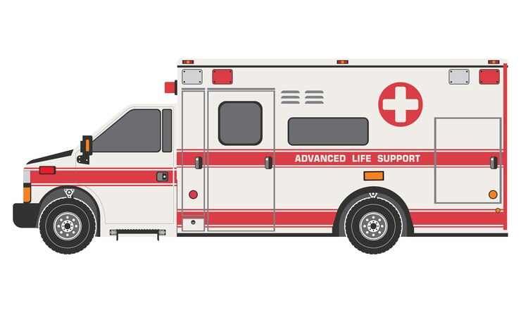 Coche de ambulancia, también conocido como furgoneta de ambulancia
