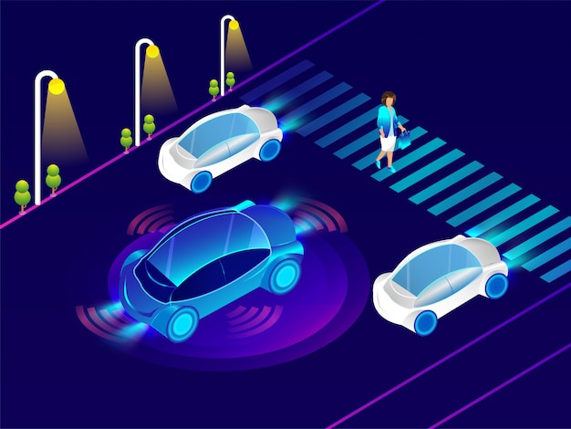 Coche automotriz con tecnología de sensores.