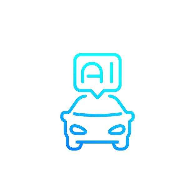 Coche autónomo con icono de línea AI