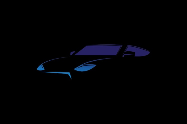 coche azul en el espacio negativo sobre fondo negro