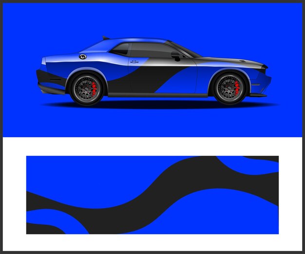 Un coche azul y negro con la palabra ford en él