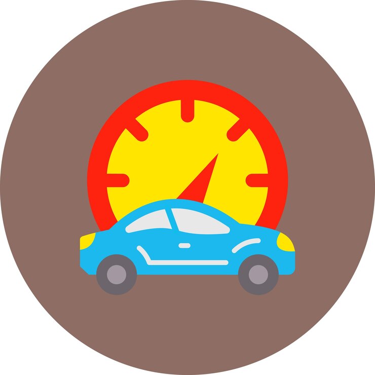 Vector un coche azul con un reloj que dice la hora a las 10 00