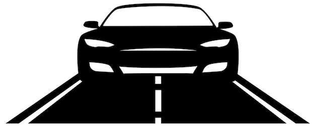 coche blanco y negro sobre un fondo transparente