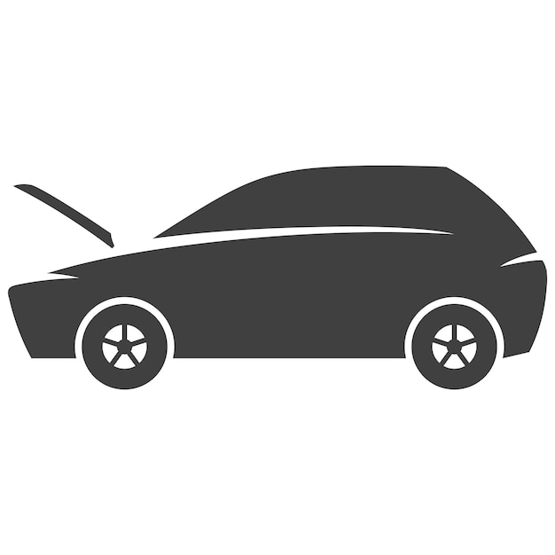 Coche con capota abierta iconos en blanco y negro