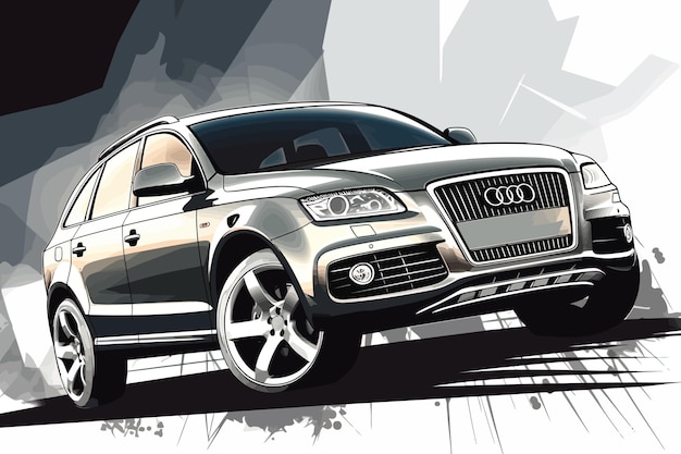 Vector coche de carreras audi q5 coche deportivo automóvil ilustración vectorial coche deportivo moderno carreras de velocidad de vehículos de lujo