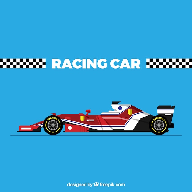 Vector coche de carreras de formula 1 moderno con diseño plano