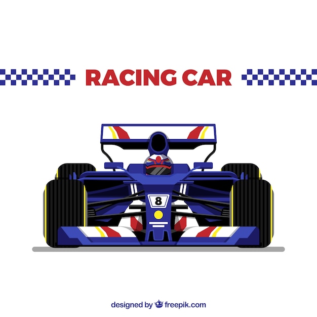 Vector coche de carreras de formula 1 moderno con diseño plano