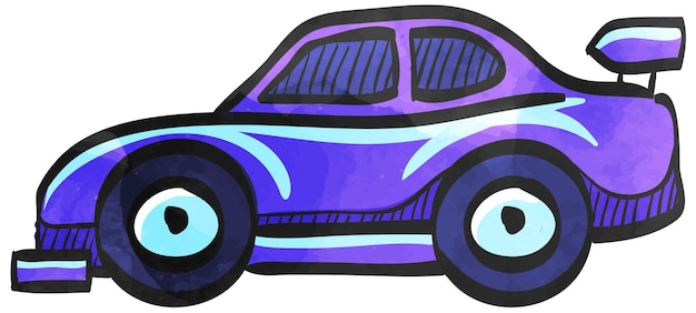Vector coche de carreras de icono de estilo acuarela