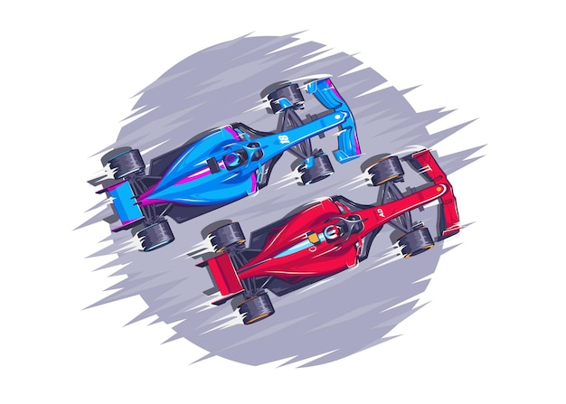 Vector coche de carreras de ilustración vectorial de f1, carreras de velocidad, coches deportivos modernos y rápidos, los coches deportivos están compitiendo