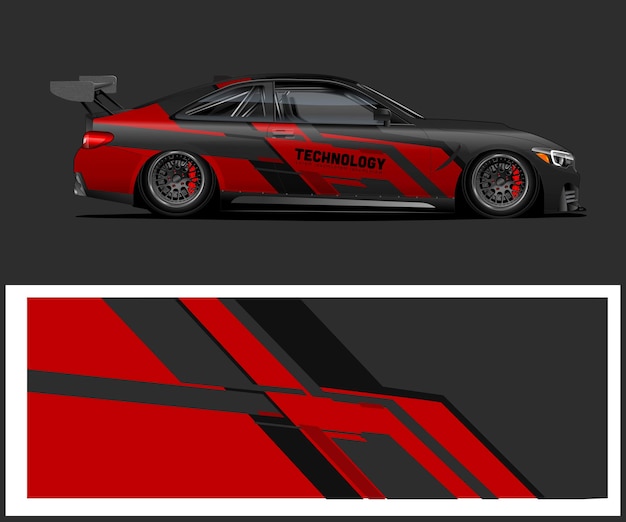 un coche de carreras rojo y negro con la palabra tecnología en el frente