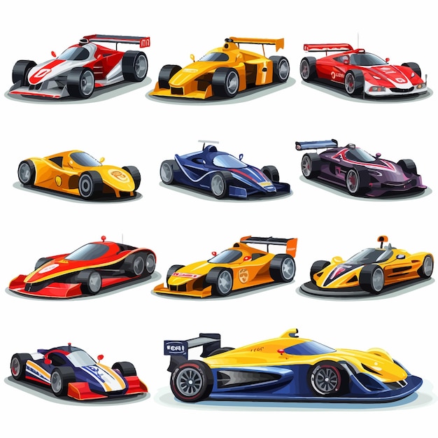 Vector coche de carreras velocidad juego de iconos de vehículos deportivos