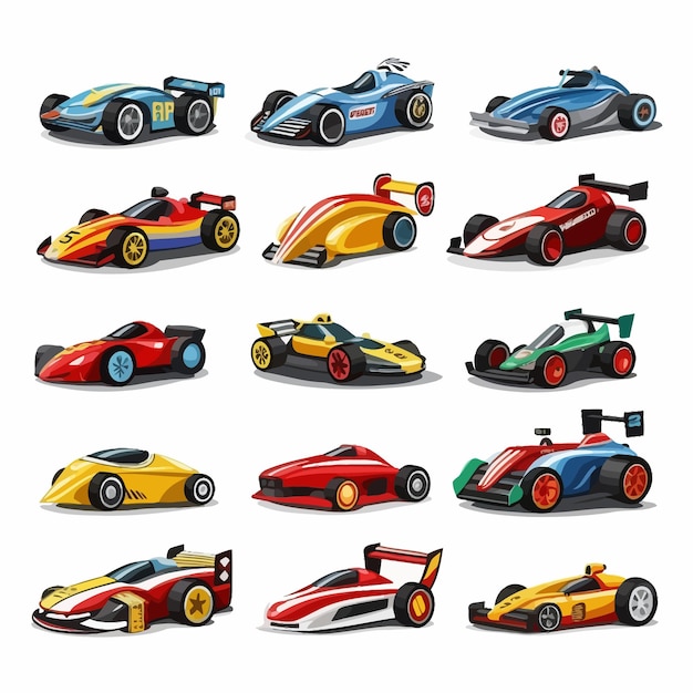 Vector coche de carreras velocidad juego de iconos de vehículos deportivos