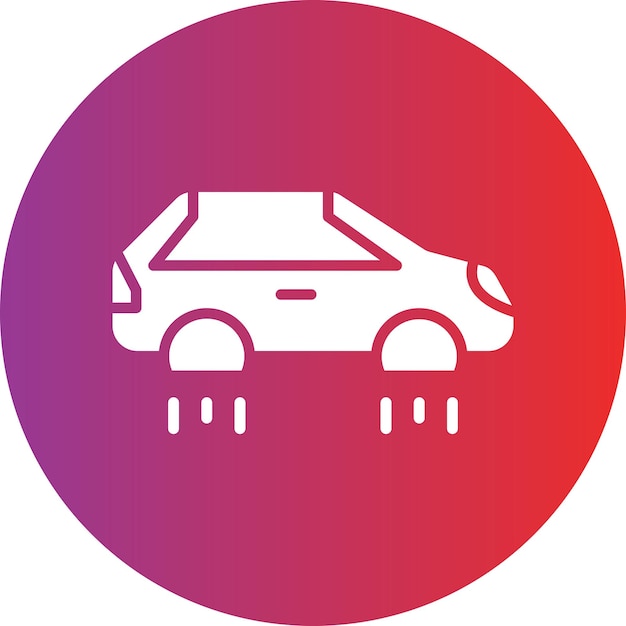 un coche con un círculo rojo y púrpura que dice coche