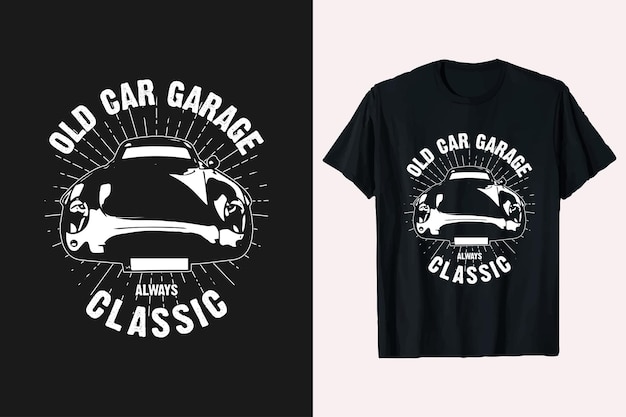 coche clásico diseño de camiseta vintage vector plantilla de camiseta aspecto frontal estilo clásico camiseta con estampado gráfico