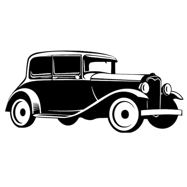 Coche clásico de época en blanco y negro