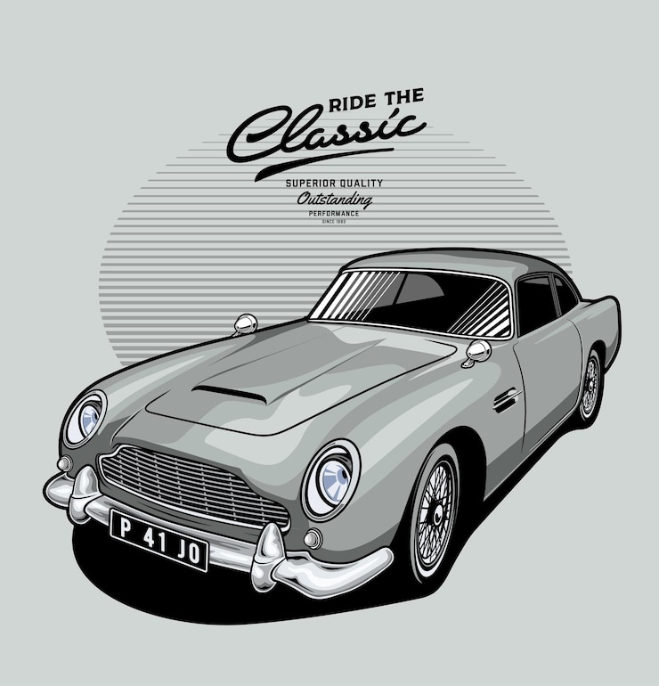 Vector coche clásico plateado