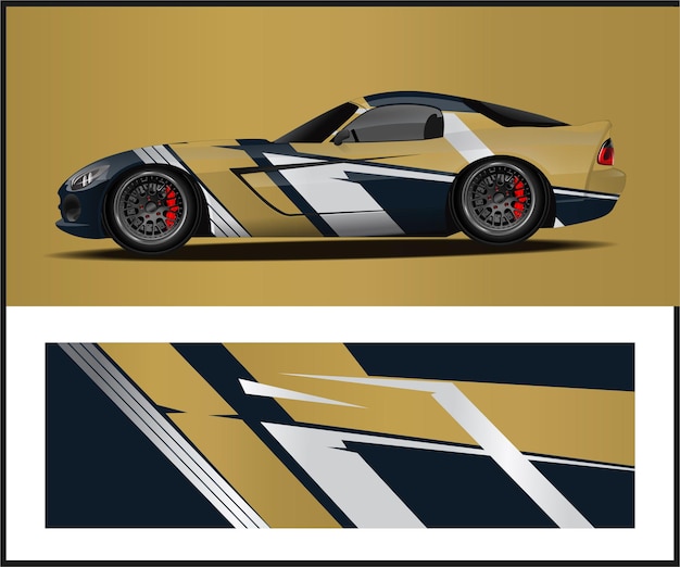 Coche deportivo de carreras de fondo abstracto para diseño de etiqueta adhesiva