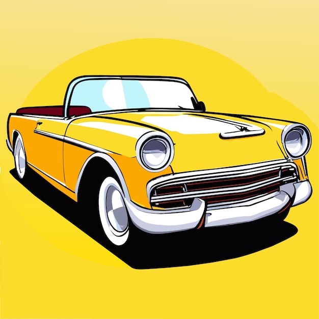 Vector coche deportivo clásico dibujado a mano plano elegante pegatina de dibujos animados icono concepto ilustración aislada