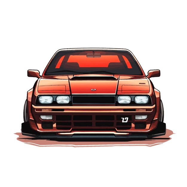 Vector coche deportivo clásico japonés de los años 80 aislado sobre un fondo blanco