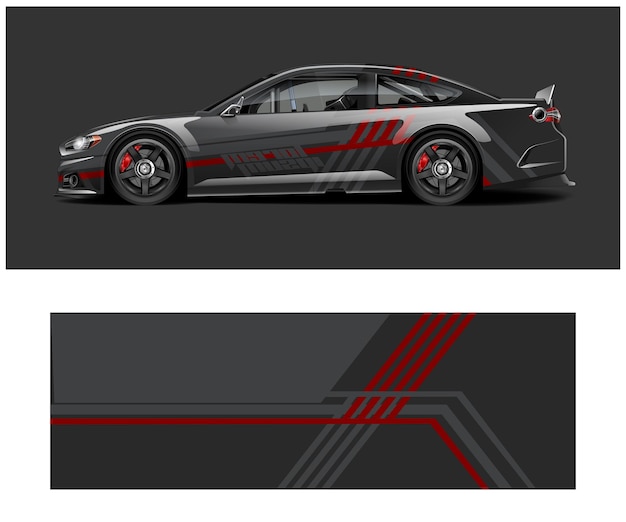 Coche deportivo elegante con librea de carreras