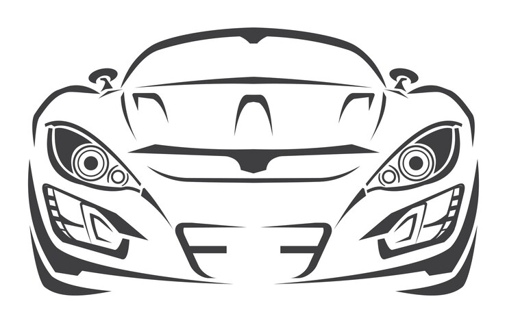 Coche deportivo vista frontal contorno clipart logo silueta vector