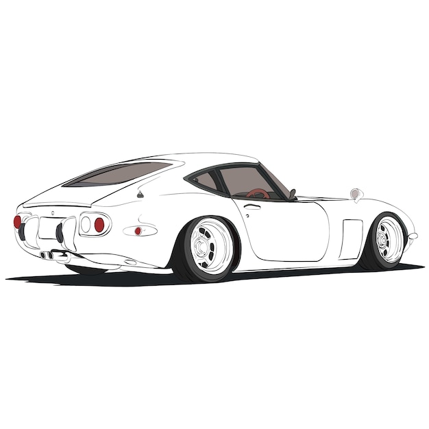 Coche dibujado a mano. Mano retro bosquejó la ilustración del coche.