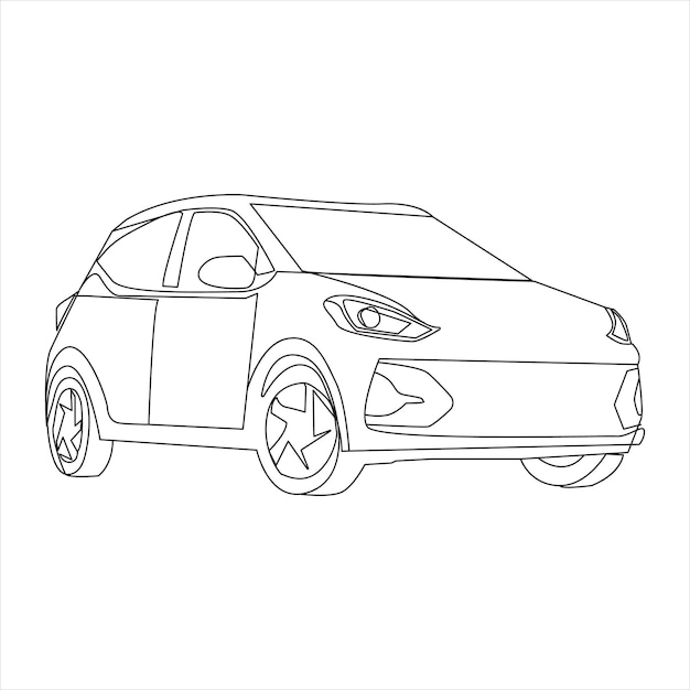 Coche en dibujo continuo de una línea Icono de vector de automóvil de vehículo