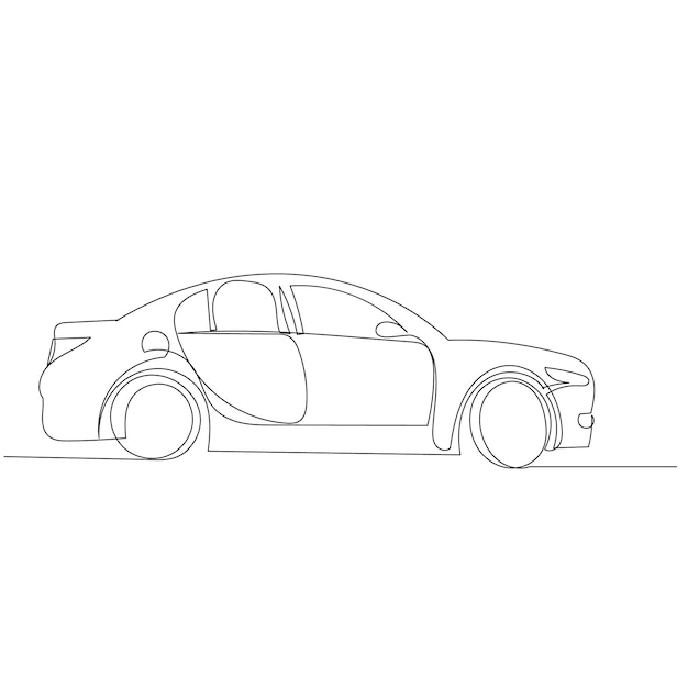 Vector coche de dibujo de una línea de boceto aislado vectorial