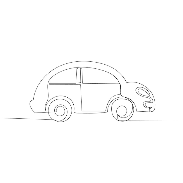 Coche de dibujo de una línea de boceto aislado vectorial