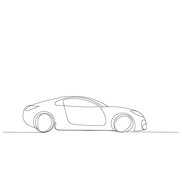 Coche de dibujo de línea continua aislado