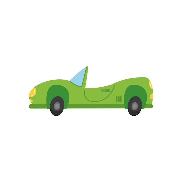 Coche de dibujos animados de carreras verde Ilustración de vector de estilo de niño de dibujos animados Transporte de imágenes prediseñadas divertido aislado