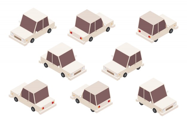 Coche en diferentes posiciones ilustración