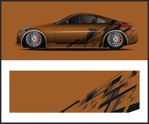Un coche con un diseño de rayas marrones y negras.