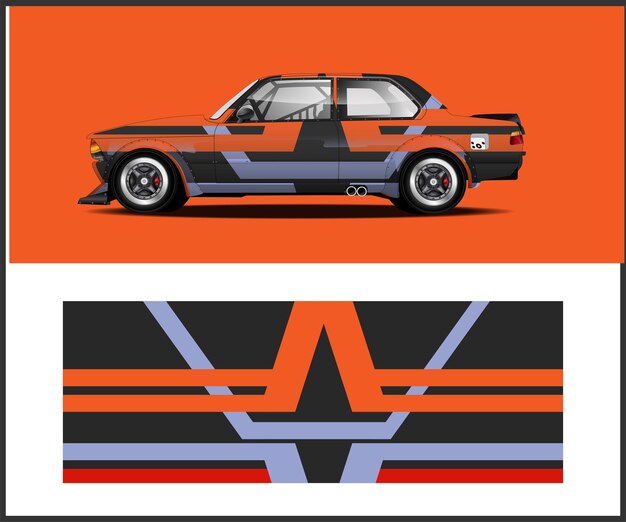 Un coche con un diseño en zigzag en el lateral.