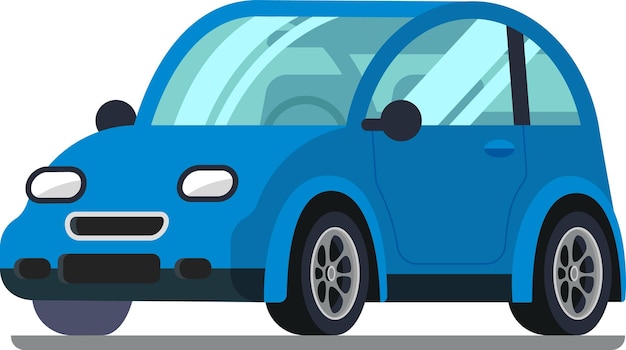 El coche eléctrico compacto azul estacionado en una calle representa el transporte sostenible y la vida urbana ecológica que incorpora energía limpia