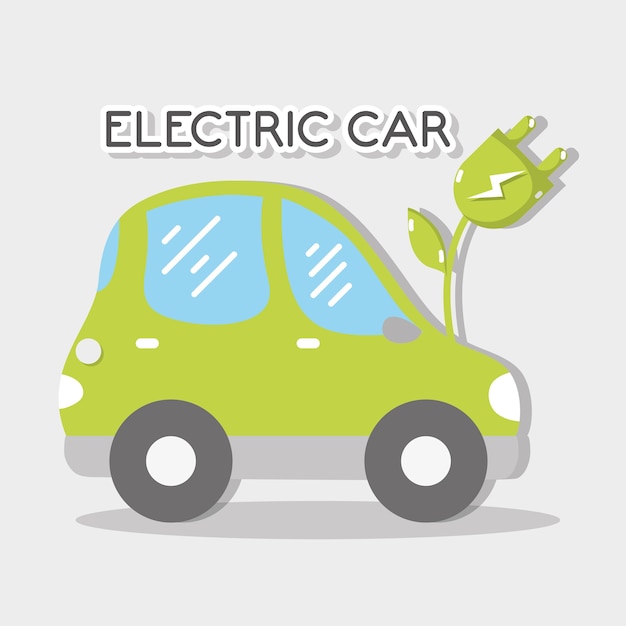 Coche eléctrico ecológico con cable de alimentación