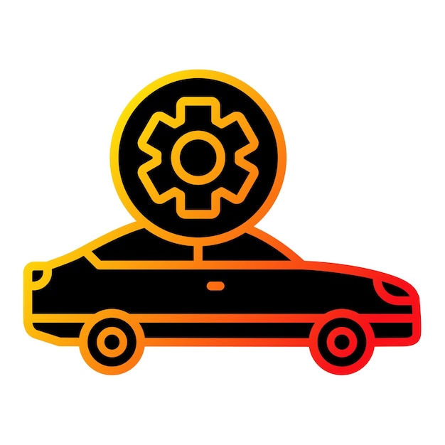 un coche con un engranaje en la parte superior y la palabra engranajes en la parte inferior